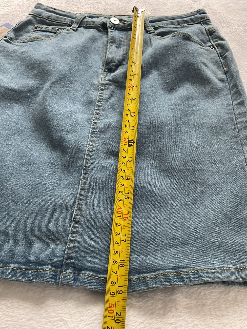 NWT ChouYatou Light Wash Stretch Denim Pencil Skirt Size M - Picture 7 of 12